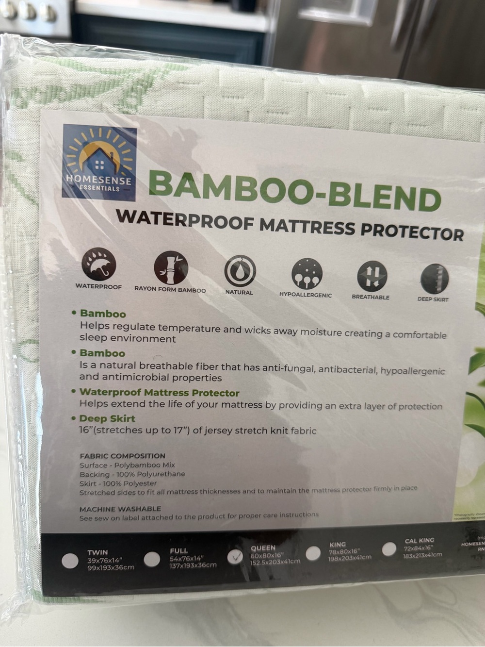 Bamboo-Blend Waterproof Mattress Protector - White